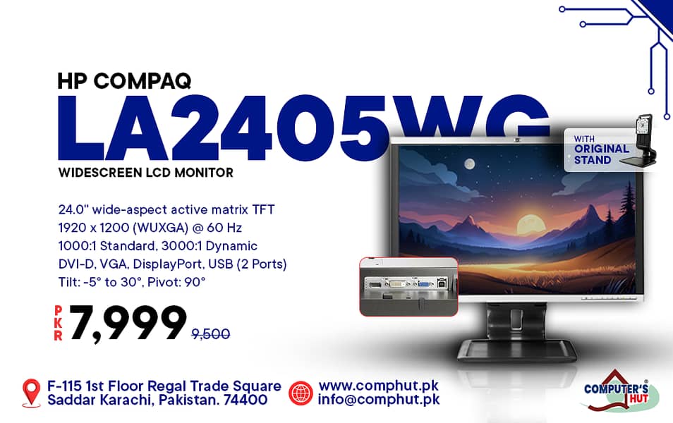 HP Compaq LA2405WG 24-inch Widescreen LCD Monitor With Orignal Hydraulic Stand